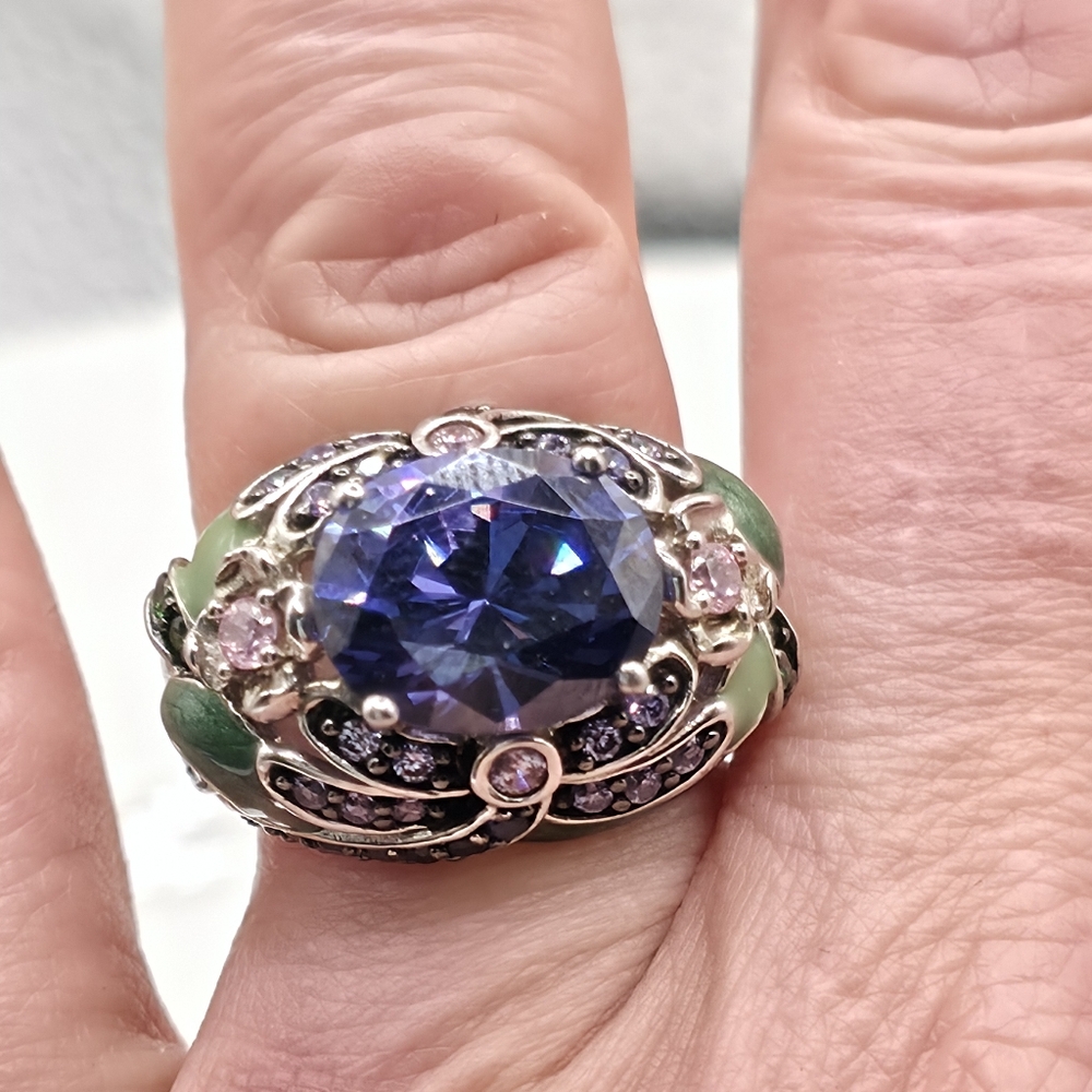 Designer  Victoria Wieck Retired Lab Created Tanzanite Ring - Picture 6 of 10
